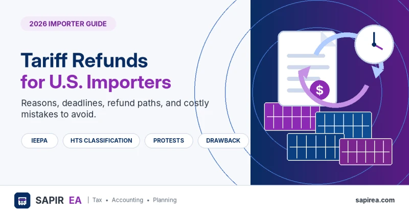 SAPIR EA guide explaining tariff refunds for U.S. importers, including refund opportunities, deadlines, and customs compliance.